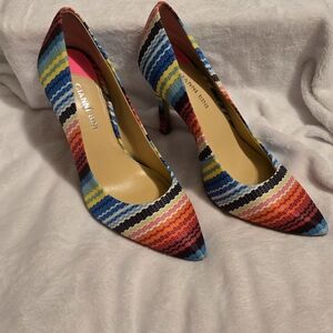 Gianni Bini Multicolor Striped Pointed-Toe Pumps